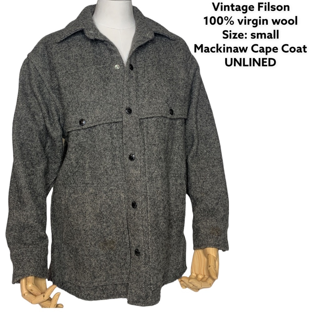 VTG Filson Garment Sz SMALL 100% Virgin Wool Jacket Mackinaw Cruiser Coat EUC